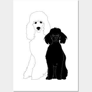 Poodle Couple Black And White Posters and Art